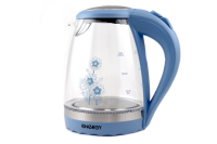 Изображение чайник energy e-279 синий (1,5 л, диск), стекло	