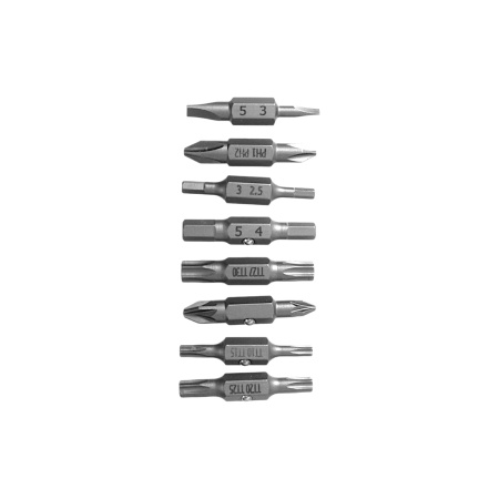 Изображение набор бит дт 8 пр. (sl3×sl5; ph1×ph2; pz1×pz2; h2,5×h3; h4×h5; t10×t15; t20×t25; t27×t30) 