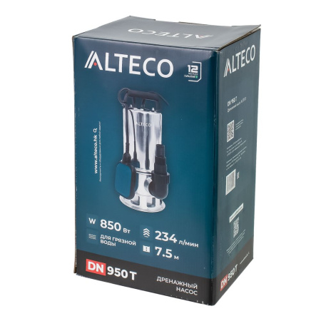 Изображение дренажный насос dn-950t alteco (810 вт, 217 л/мин, для грязной воды)