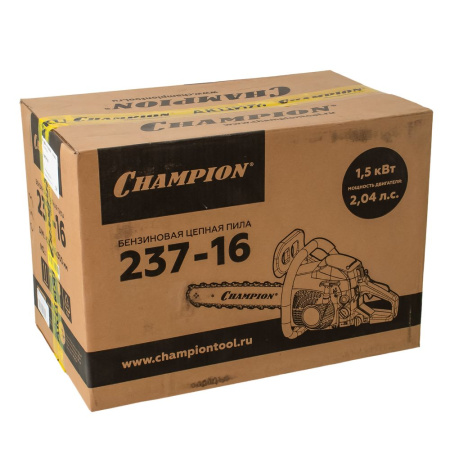 Изображение бензопила champion 237-16-3/8-1,3-56 (1,5квт. 37,2см³, легкий старт 4,7кг)  акция !