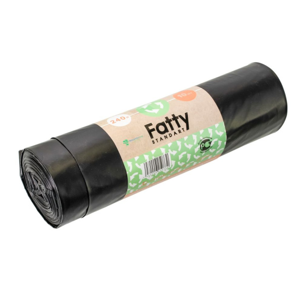 Изображение мешки для мусора строительный fatty standart 240 л черный 70*95 (рулон 10шт) /12