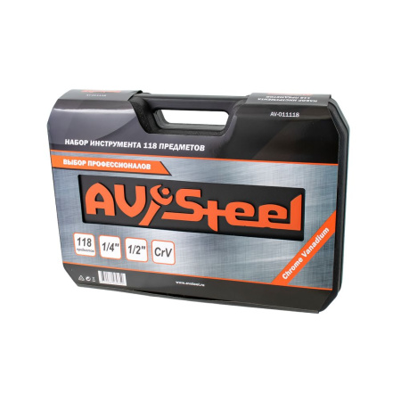 Изображение набор инструмента 1/2, 1/4- 118 предм av steel av-011118  акция !