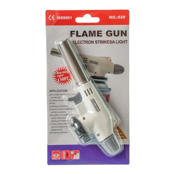 Изображение горелка на газовый балончик пьезо № 920 белая (китай) /10 /100шт