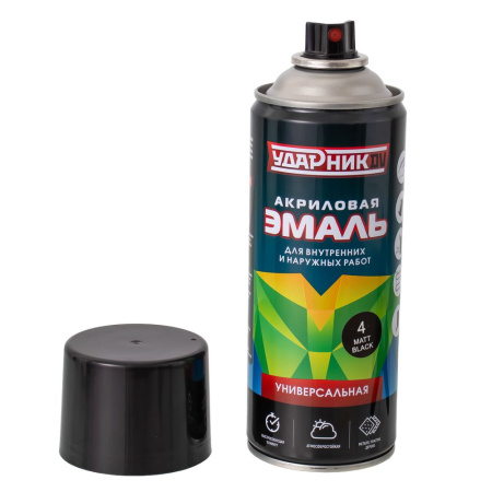 Изображение краска - спрей №4 /400ml*12pcs*300g/ ударник " matt black"(черный-матовый) /12 шт