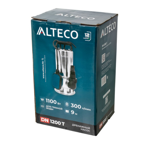 Изображение дренажный насос dn-1200t alteco (1100 вт, 300 л/мин, для грязной воды)