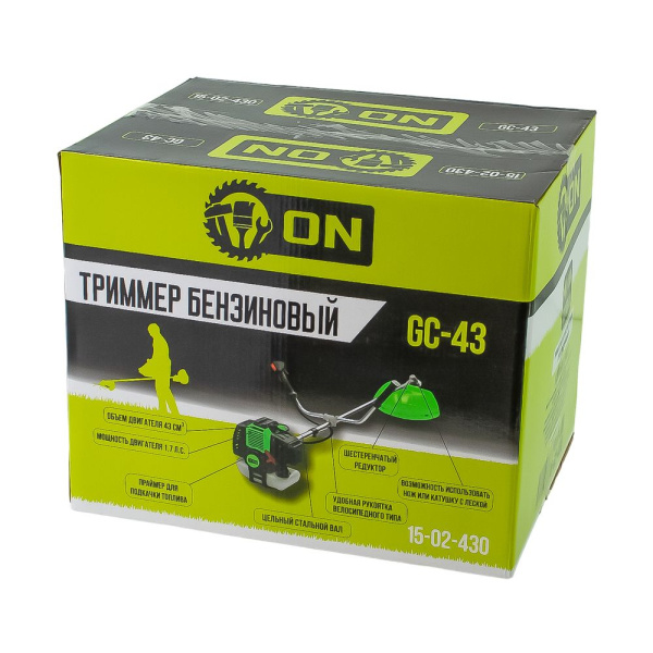 Изображение бензотриммер gc-43, 43 см3, 1,3 квт, 1,7 л.с. нож(255 мм) +катушка с леской(460мм), неразъем.штанга