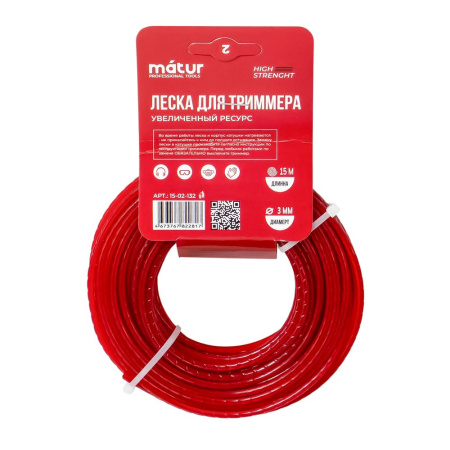 Изображение леска на триммер matur д 3,0х15 м круг whisper /40